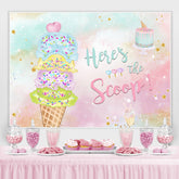 Hier ist Der Scoop Eis Creme Bälle Kuchen Geburtstag Hintergrund